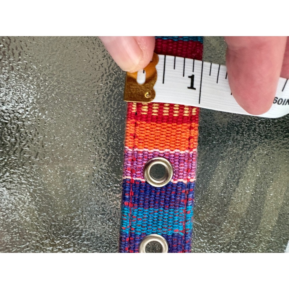 VTG Fossil Women Multi Wrap Belt Woven Striped Leather Pink Orange M BT830099702 - Picture 9 of 9